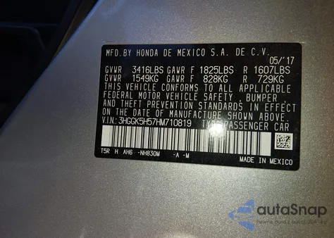 2017 Honda Fit Lx z USA, uszkodzony, nr VIN 3HGGK5H57HM710819